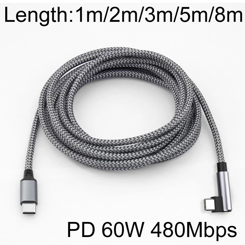 Kabel USB-A na USB-C prosty/kątowy 5m 60W 6A do szybkiego ładowania i transmisji danych 480Mbps do Samsunga, Huawei, Xiaomi, telefonów komórkowych i PC — zdjęcie produktu 6