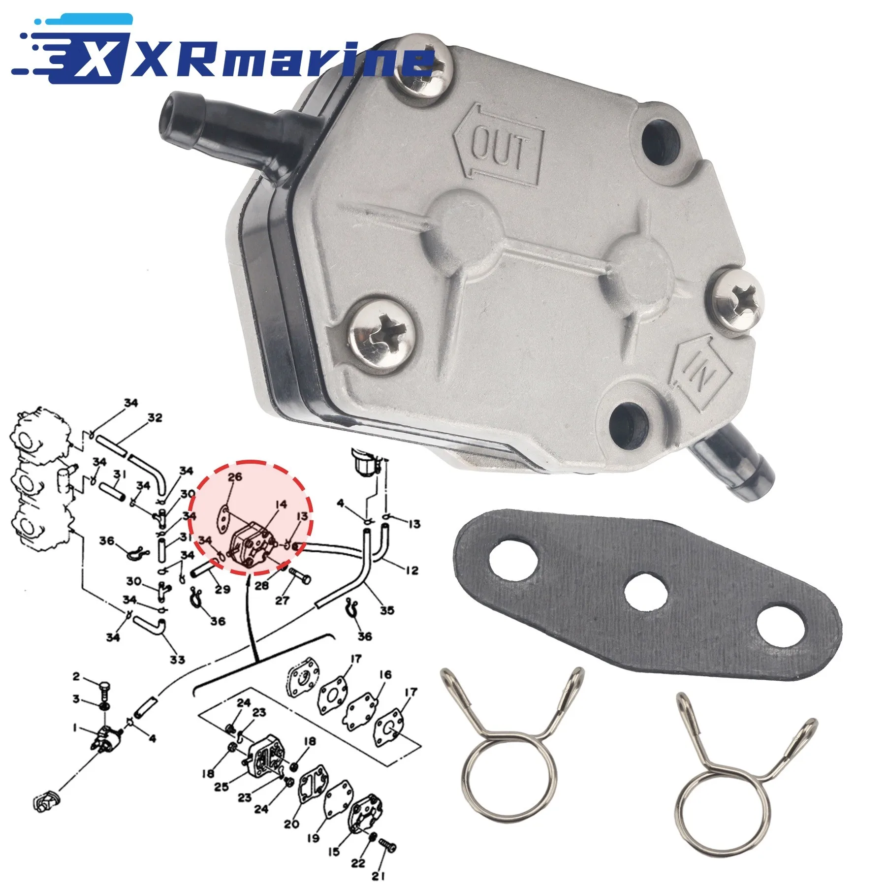Kraftstoffpumpen-Set 692-24410 für Yamaha 20-90 PS für Suzuki 8-65 PS Boot-Außenbordmotor 6A0-24410 15100-94300 356-04000-0 18-7334