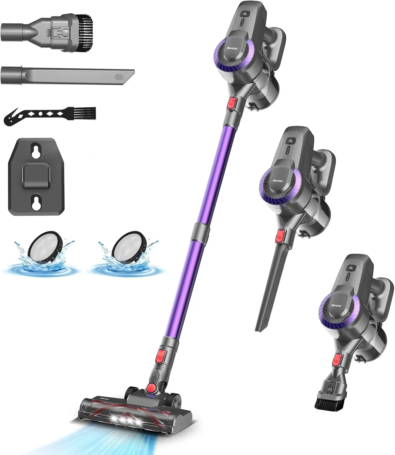 

N300 Cordless Vacuum Cleaner, 6 in 1 Lightweight Stick Vacuum, 2200mAh Battery Up to 40mins Runtime, Powerful Handheld Vacuum