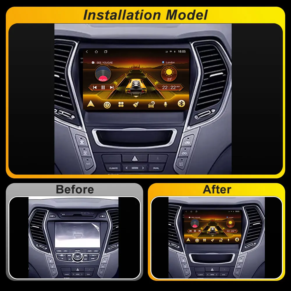 لشركة هيونداي سانتا في 3 2013 2014 2015 2016 أندرويد 15 ستيريو رئيس وحدة 2 الدين راديو السيارة مرآة ربط شاشة تعمل باللمس 8 الأساسية واي فاي لتحديد المواقع #5