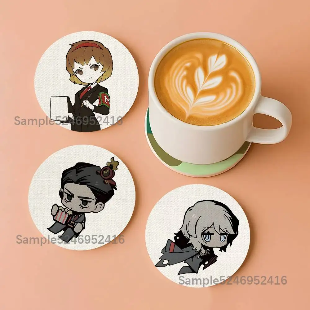 

L-Limbus Company Chibi Round Wooden Coasters For Design Suitable for Drinks Tea,Coffee Home Perfect Gift Holidays