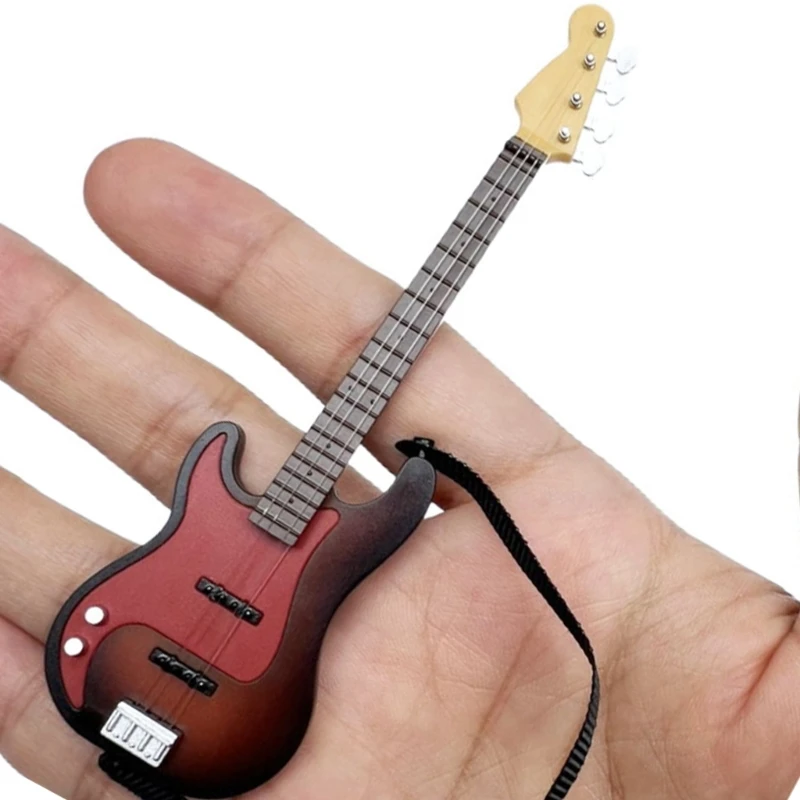 

Realistic Mini Guitar Model 1/12 Scale Detachable Strap Guitar Model Figurine Dollhouses Display Guitar for Music Lover
