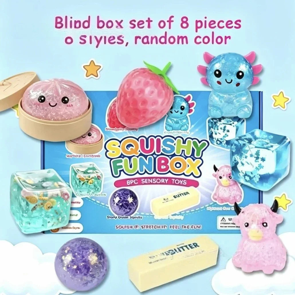 Soft And Stretchy Squishy Sensory Toys Random Shapes Cute Style Squishy Toy Set Easy To Clean Reusable Box Packaging