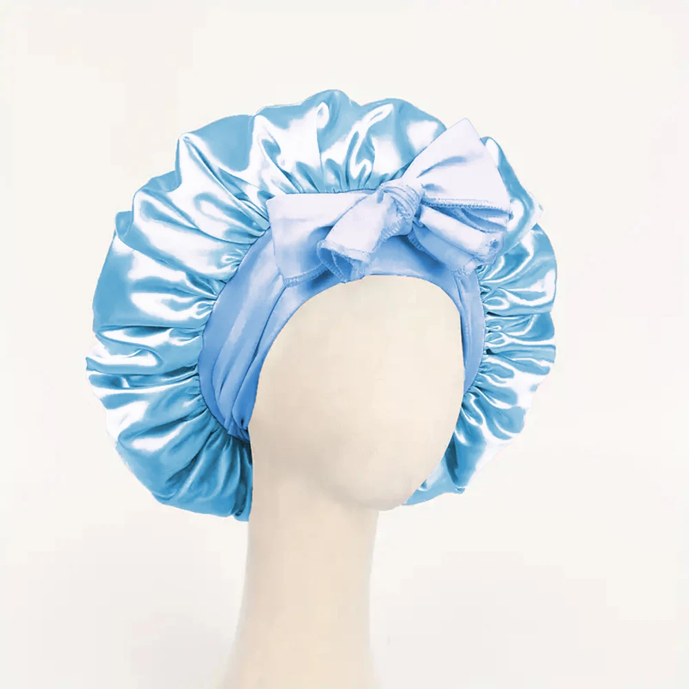 Bonnet cetim ajustável com faixa de gravata para mulheres e homens, gorro de cabelo de seda