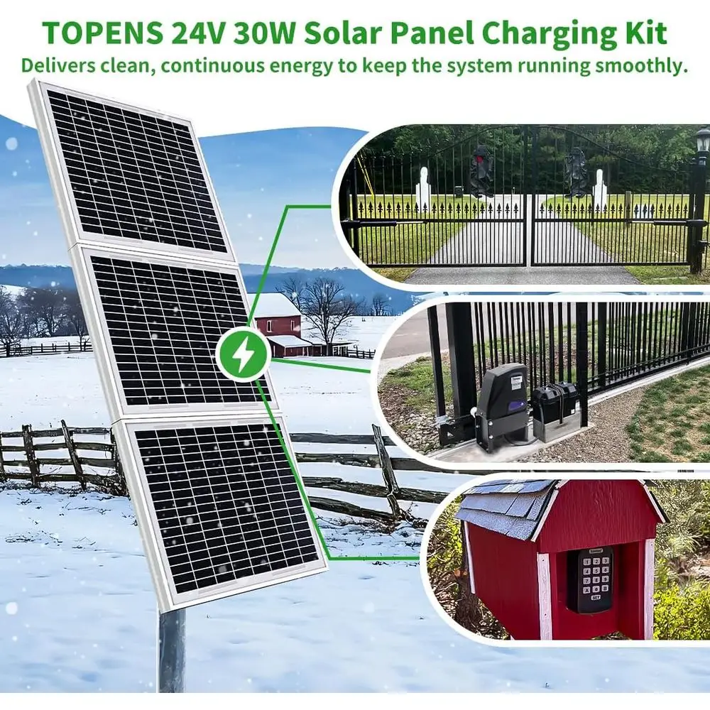 TSP30W Solar Panel 30-Watt 24V Monocrystalline Solar Panel Battery Charging Controller Kit, for Gate Opener, Boat, Yacht, RV, Ca