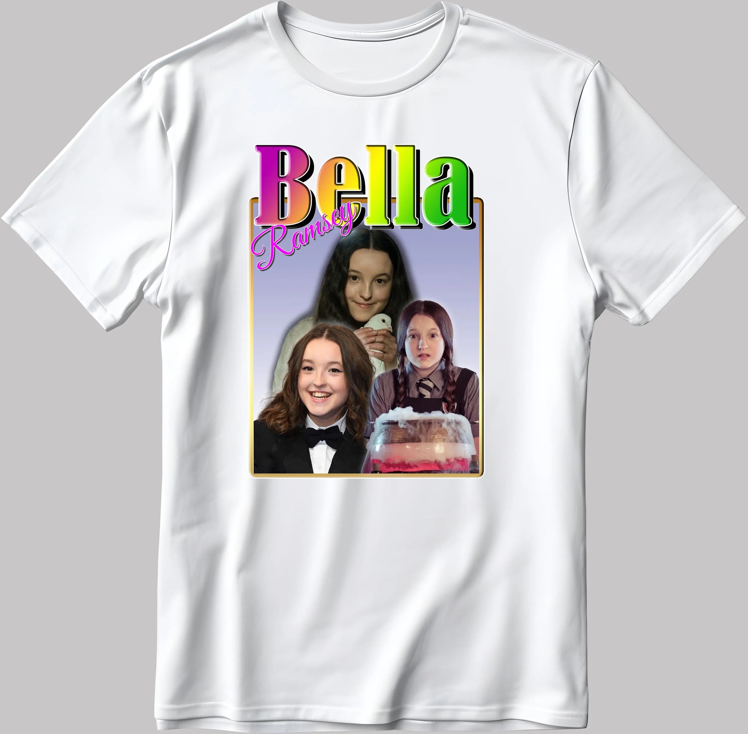

Bella Ramsey Homage White Black T Shirt G599