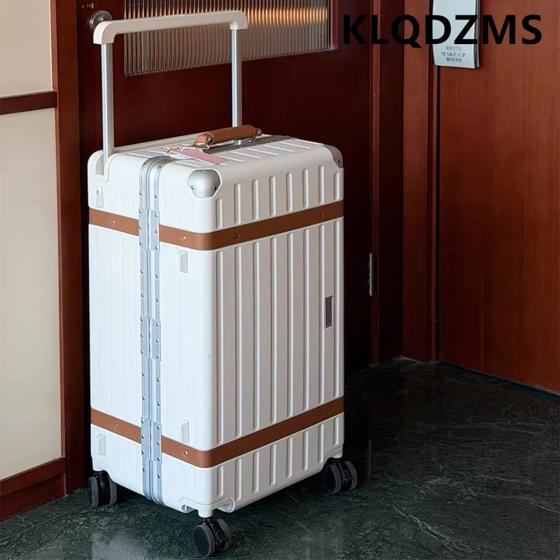 

KLQDZMS New Product Wide Pull Rod Suitcase Men's And Women's PC Aluminum Frame Luggage Case High-quality Sturdy Travel Luggage