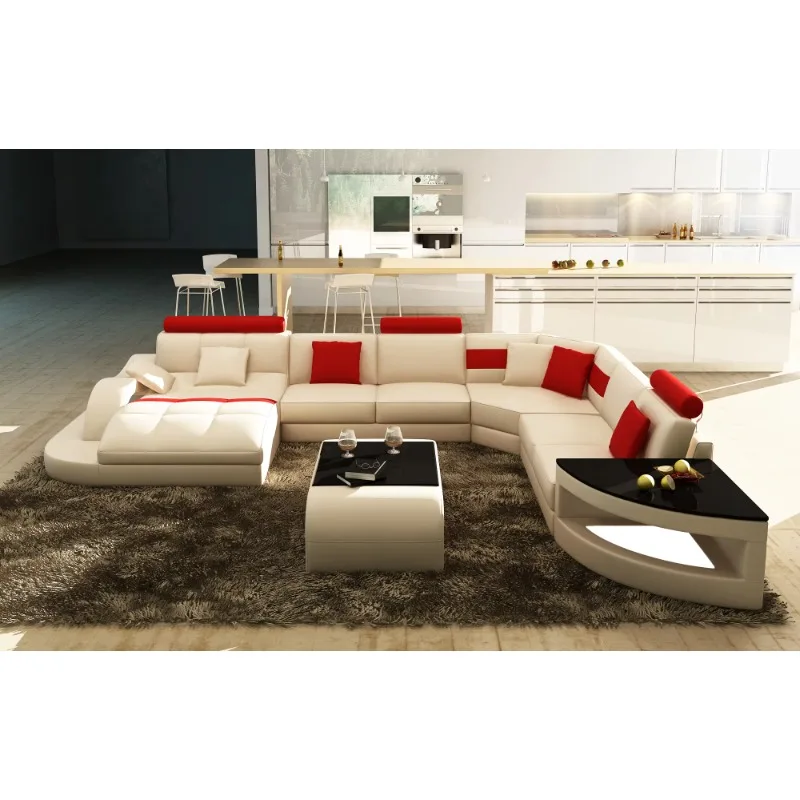 Freizeit-Wohnzimmermöbel. Modernes Wohnzimmer-Kombinationssofa aus Leder