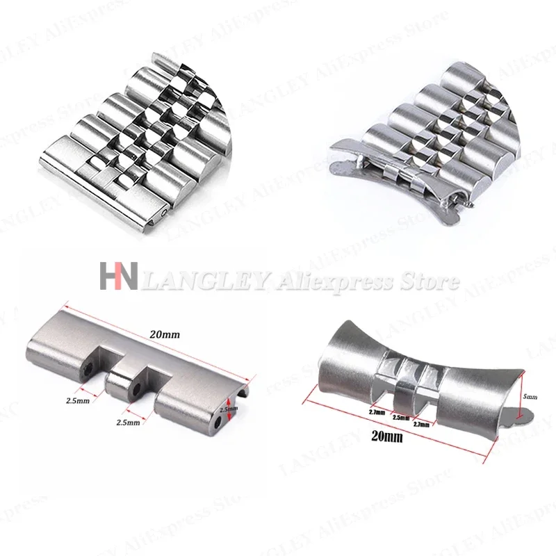 Curved End Link 20mm 22mm for Seiko SKX009 SKX007 SKX173/175 for Jubilee for Oyster Band Connector Stainless Steel Adapter 2pcs