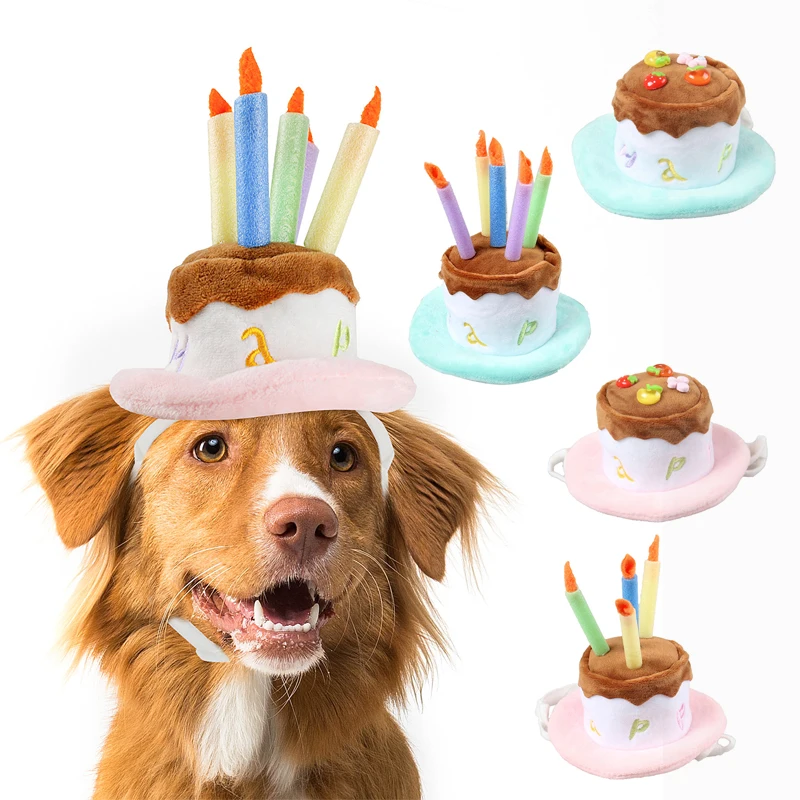 Dog Cat Birthday Caps Cute Pets  Small Large Dogs Party Cosplay Costume Headwear Supplies Cake Shaped Puppy Hats