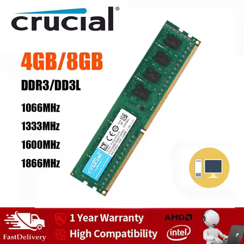 DDR3 Memory PC RAM Crucial DDR3 RAM Dektop 2GB 4GB 8GB 1333mhz 1600mhz 1866mhz DIMM PC3-12800 PC RAM