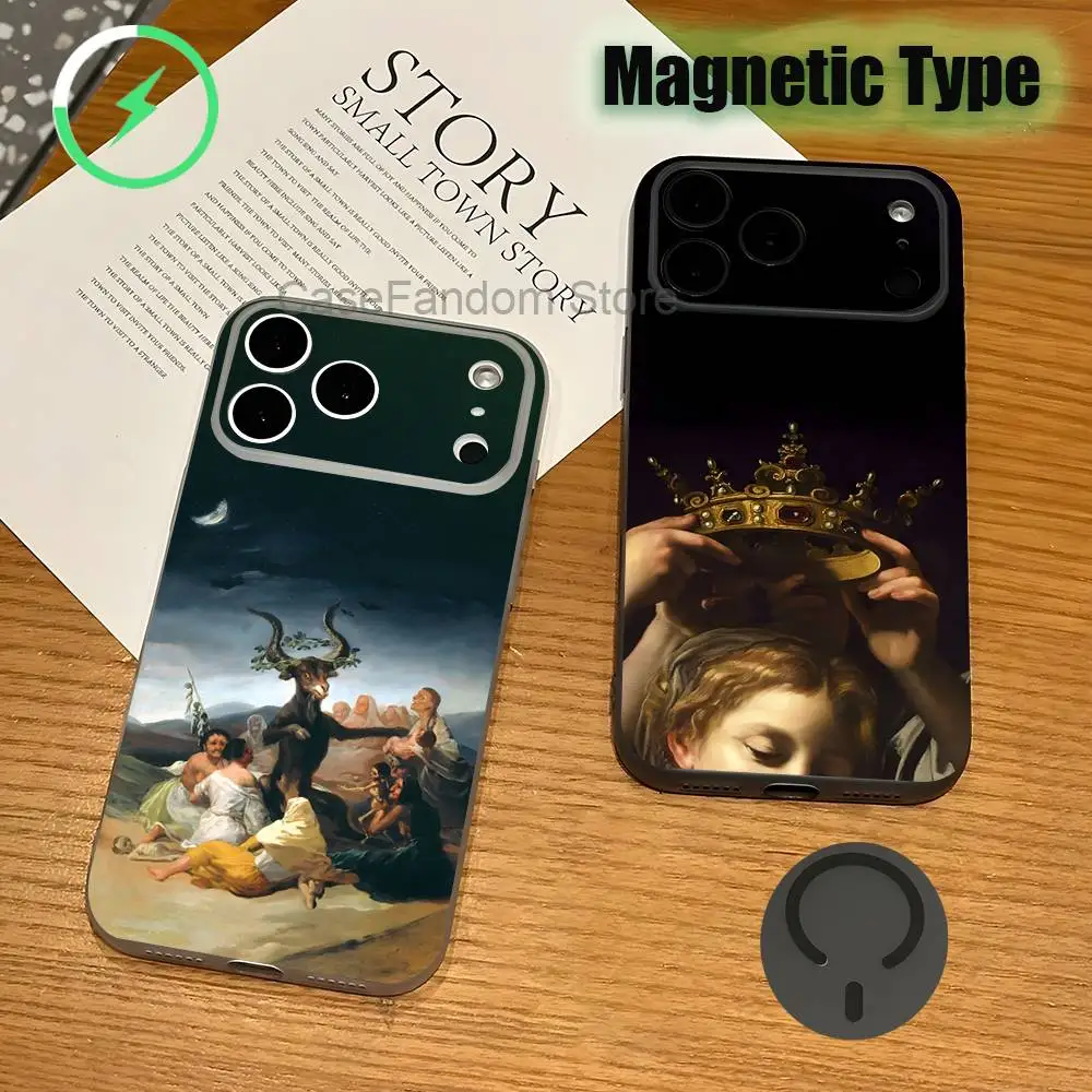 

Renaissance Art Paintings For iPhone 17,16,15,14,13,12,11,Pro,Max,Plus Magnetic Wireless Charging Transparent gray Phone Case