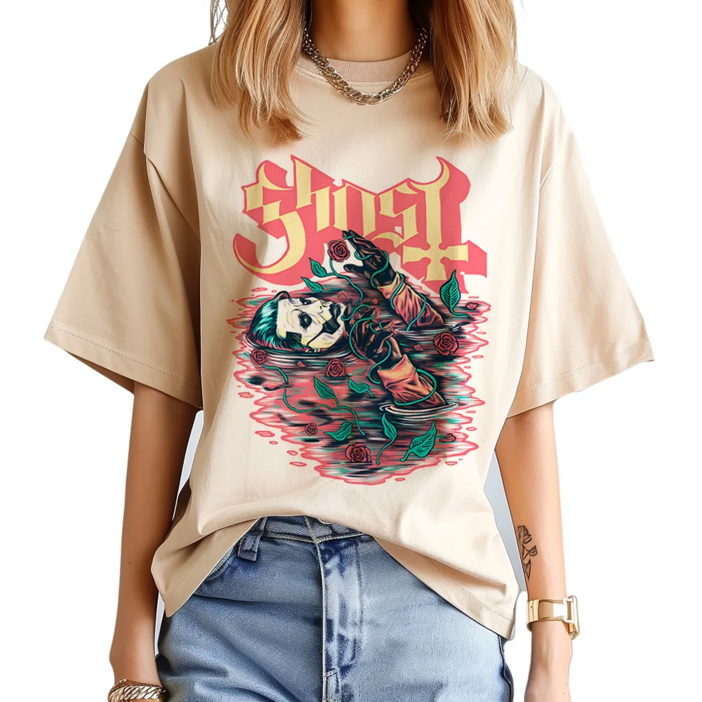 Ghost Band top women Y2K Japanese streetwear Tee female comic clothes