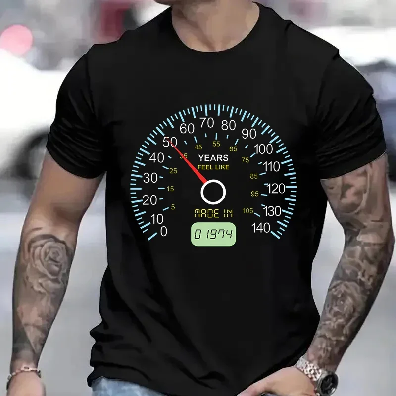 Men 40th Birthday T-Shirt 21st/30th/50th/60th/70th/80th Speedometer Birthday Party Male Shirt 40th Speedometer Born in 1984 Gift - view 3