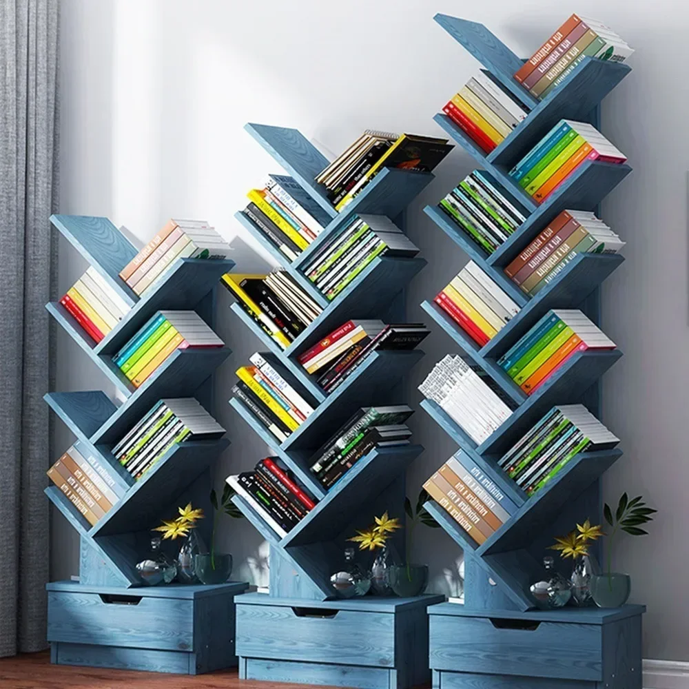 Tree Shaped Bookshelf 8/10/12 Layers High-capacity Floor Standing Closet Organizer Bedroom Wall Shelf Book Shelf Furniture