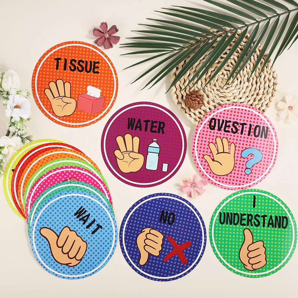 

12 Gesture Posters Vibrant Classroom Decor Hand Signals Visual Cues Nonverbal Communication School Supplies Blackboard