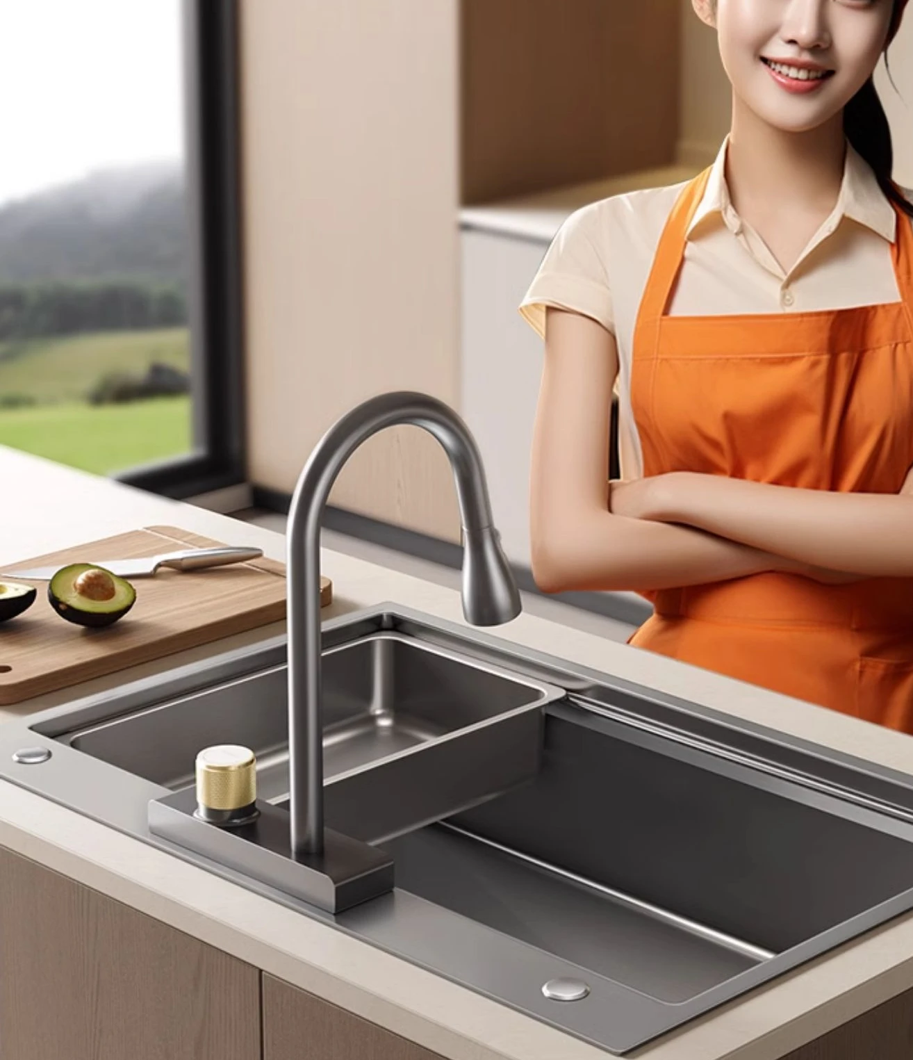 

Большой однослойный боковой слив из нержавеющей стали 304 Водопад для мытья овощей для кухни