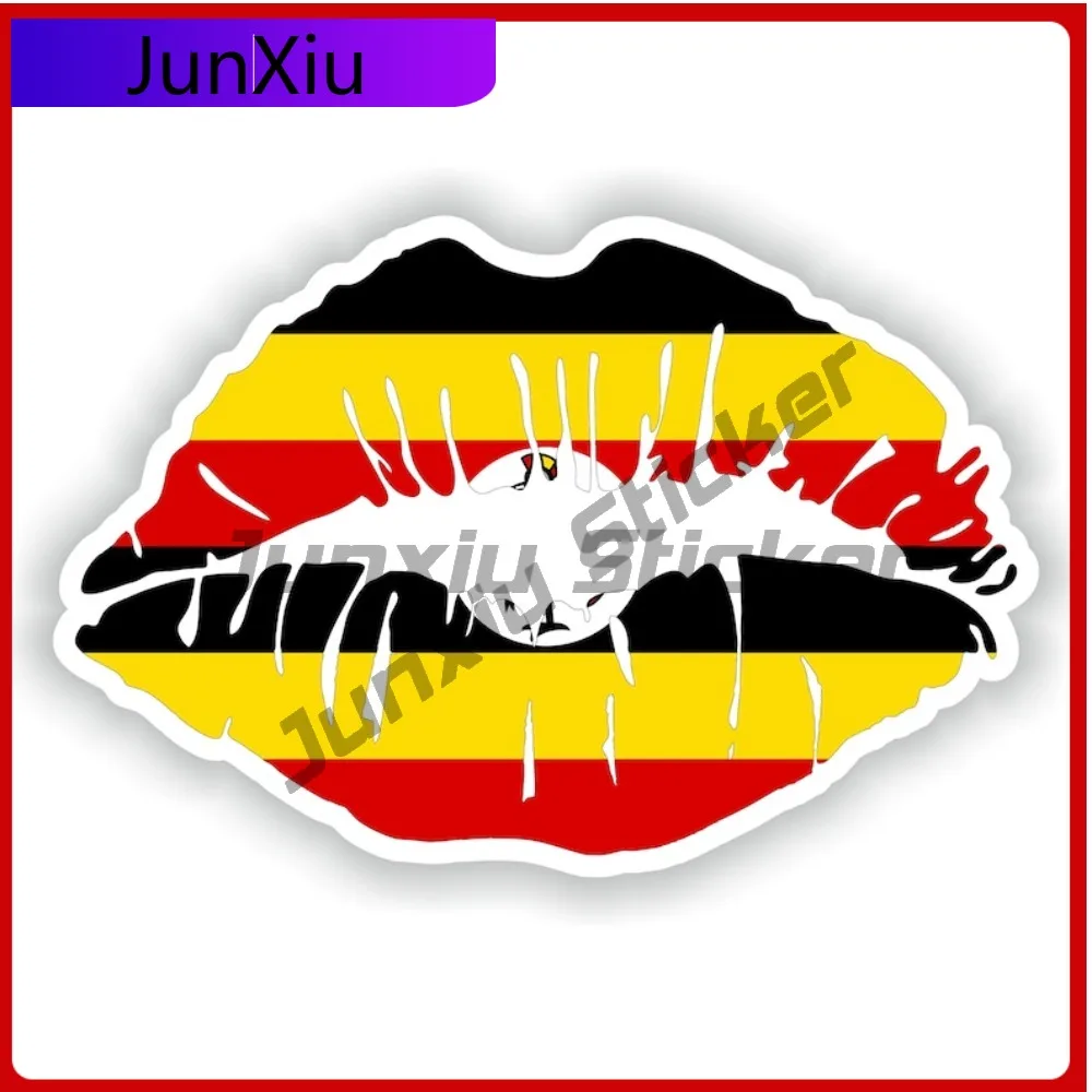 

Uganda Flag Lips Shape With National Emblem Vinyl Car Decals Accessories For Camper Van Stickers And Decals Outdoor Custom Cars