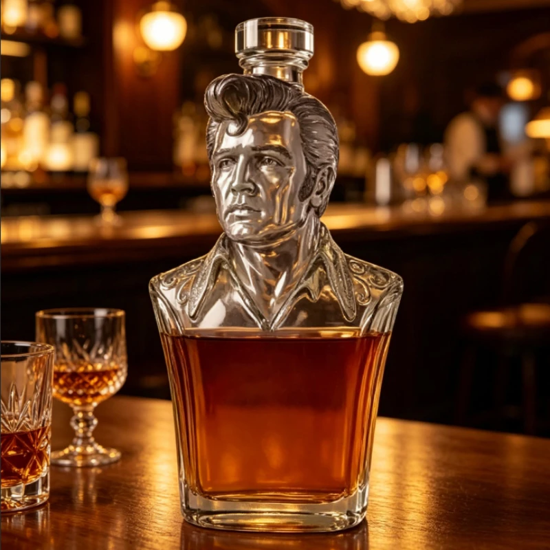 YING-350ml Novelty Bust-Shaped Glass Whiskey Decanter Lead-Free Crystal Liquor Bottle Bar Accessory Gift for Whiskey Lovers