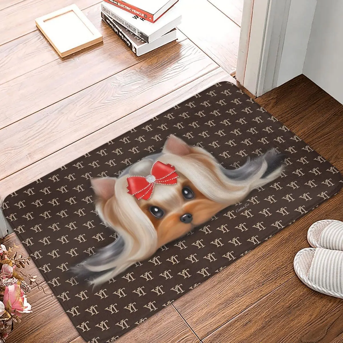 Yorkshire Terrier Non-slip Doormat Cute Living Room Kitchen Mat Welcome Carpet Flannel Modern Decor