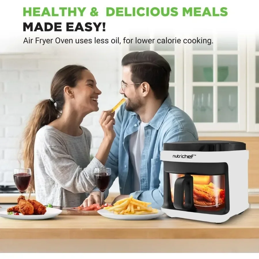 5.8クォートエアフライヤー、81種類のプリセット調理モード、最高の調理のための透明フライボウル、エビ、ステーキ、フライドポテト、手羽先、チキンなどに最適