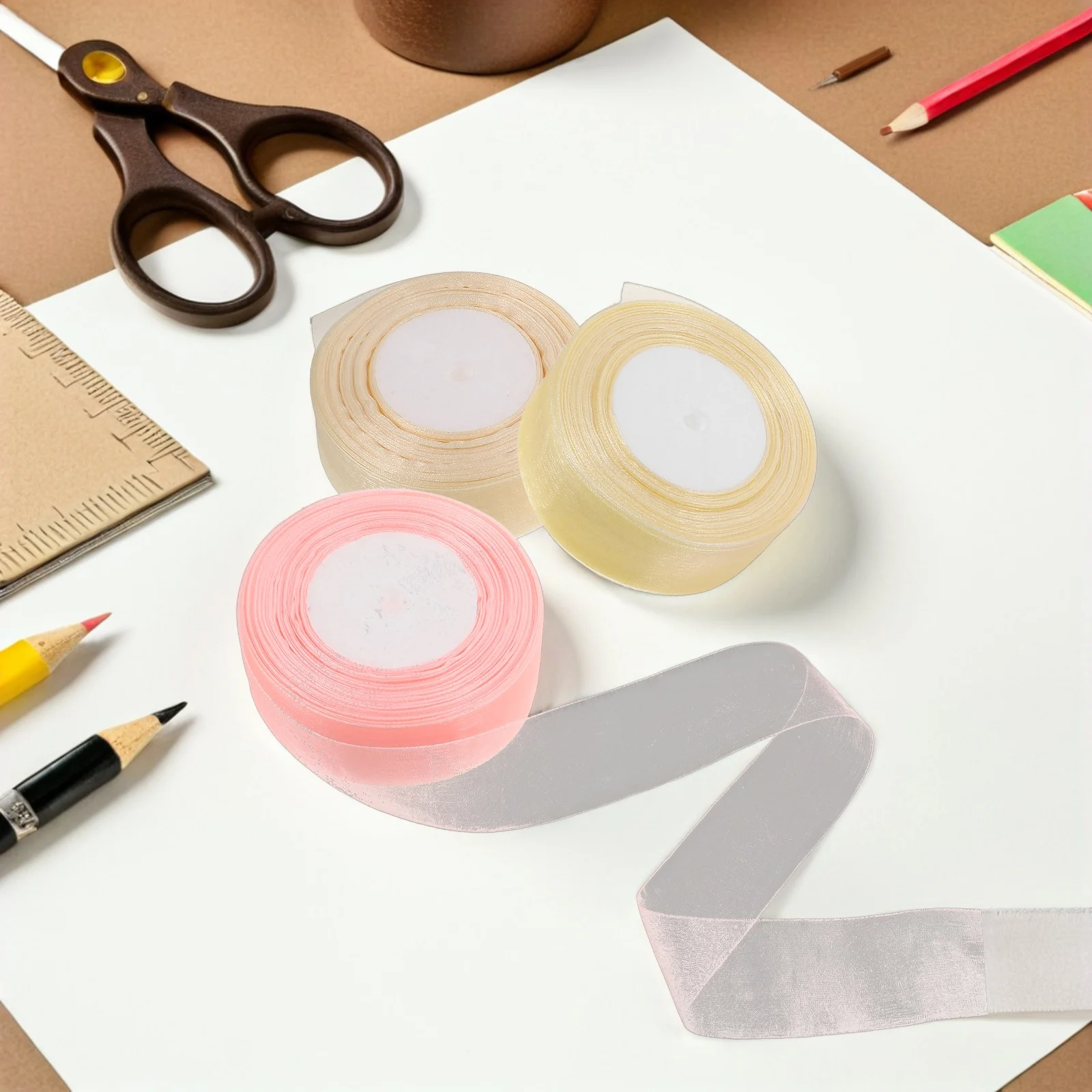 

Gift Packaging Ribbon DIY Bowknot Transparent Organza Wrapping for Cake Boxes Favor Decor Scrapbooking Hair Bows Birthday