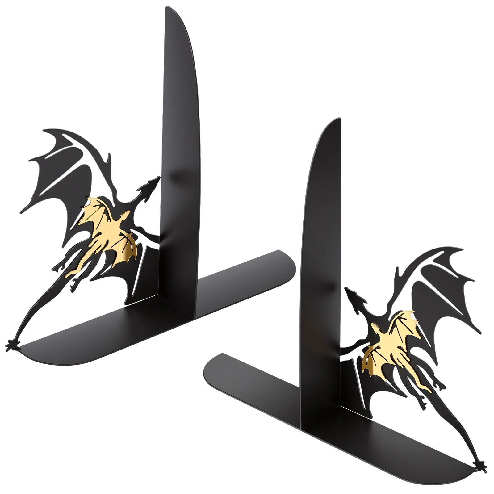 Juego de 2 sujetalibros con forma de dragón, soporte para libros de escritorio de Metal, estantería decorativa creativa con forma de dragón para el hogar y la Oficina