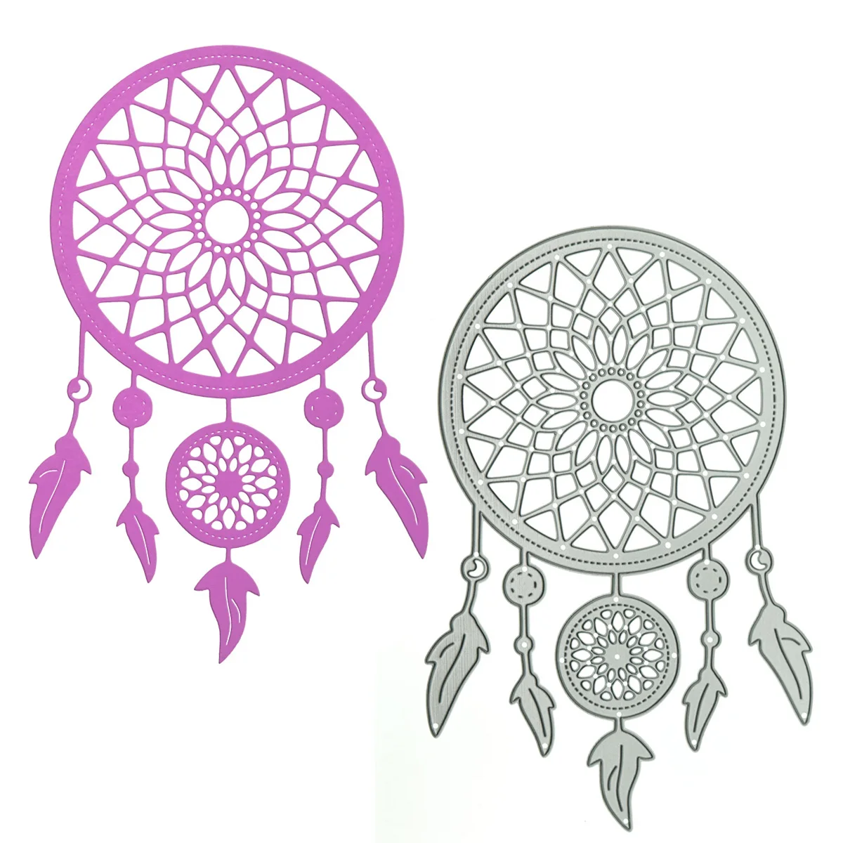 

For Scrapbooking Metal Cutting Die Cut Large Feather Dream Catcher Pattern Presscut Handmade Card Postcard Clipart Decorating