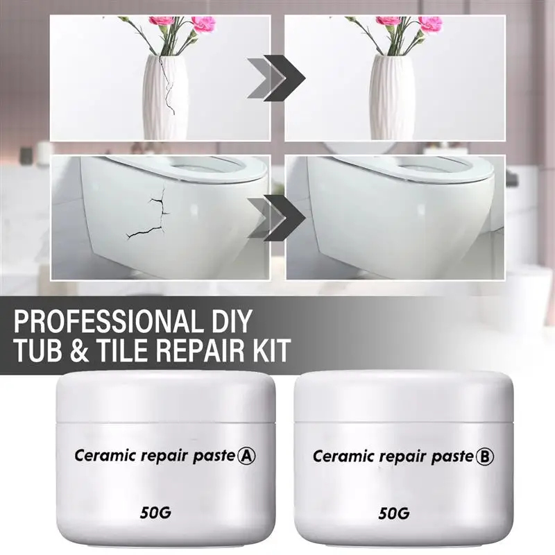 Tile Repair Agent AB Adhesive Ceramic Tile Repair Glue Marble Brick Floor Toilet Washbasin Glaze Repair Crack Repair Caulk Glue