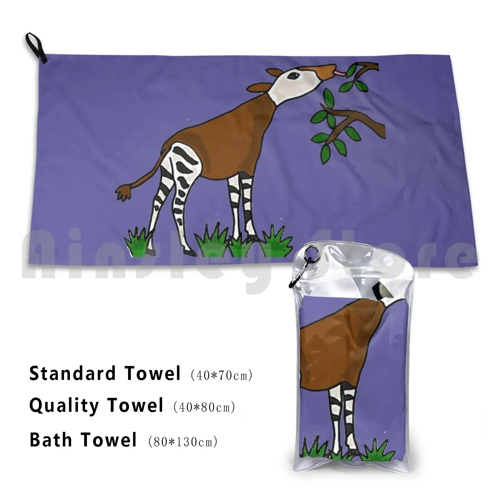 Cool Okapi Cartoon Custom Towel Bath Towel Okapi Animals Africa Nature Giraffe Cool