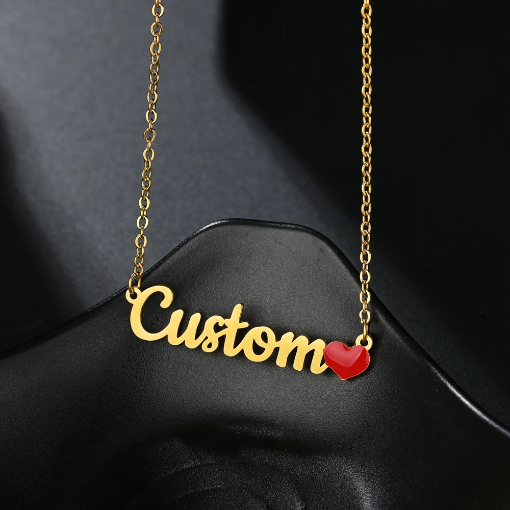 

Unique Mens Custom Name Necklace for Women High-End Stainless Steel Jewelry Personalized Pendant Love Dropping Oil Necklace Gift