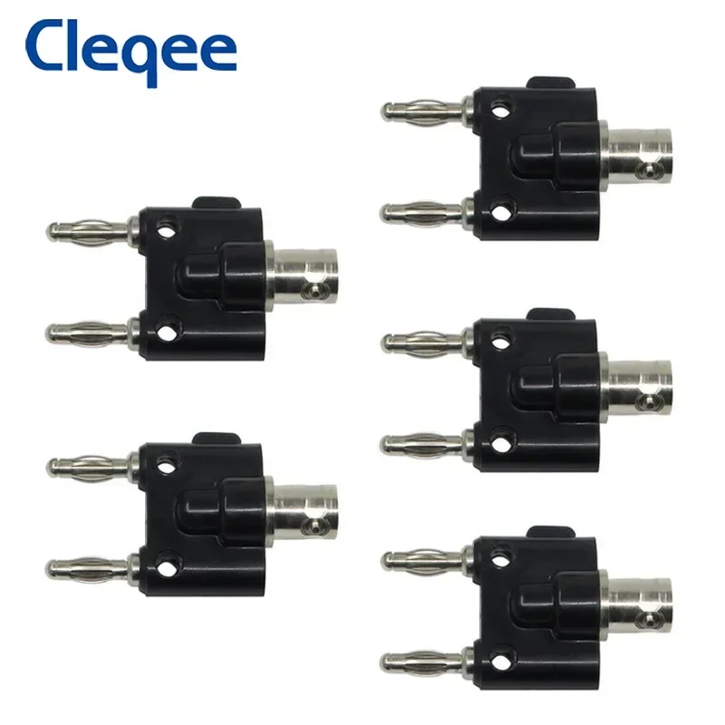 Cleqee P7006 5PCS BNC Female to Dual 4mm Banana Plug Adapter Binding Male Connector