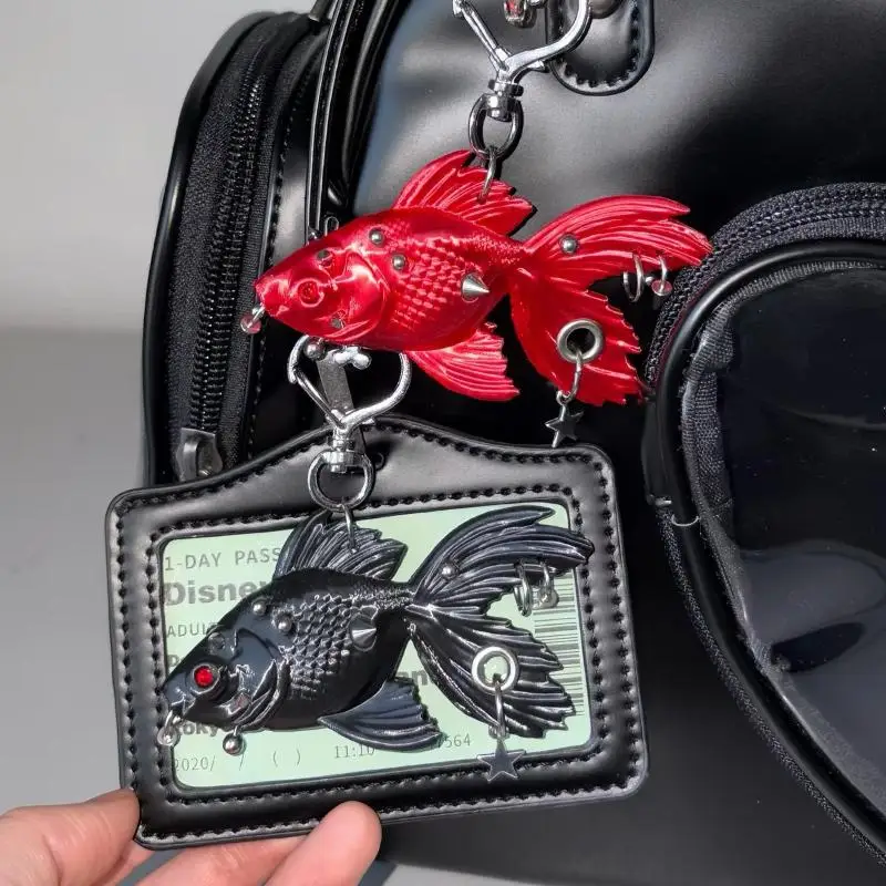 Geometrischer Stern-Nieten-Quasten-3D-Fisch-Anhänger Schlüsselanhänger Trendiger Mode-Punk Neuer Gothic-Rock Personalisierter Einzigartiger Schmuck Geschenk – Detail 5