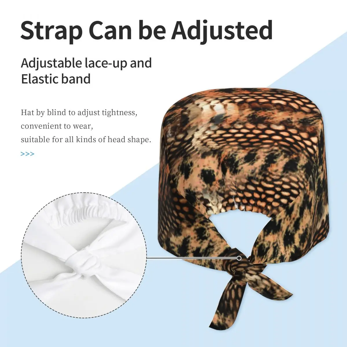 医師と病院のための医師の保護帽子,ヒョウの皮が付いたコブラスネークスキン,手術用キャップ,歯科看護用キャップ,スクラブハット