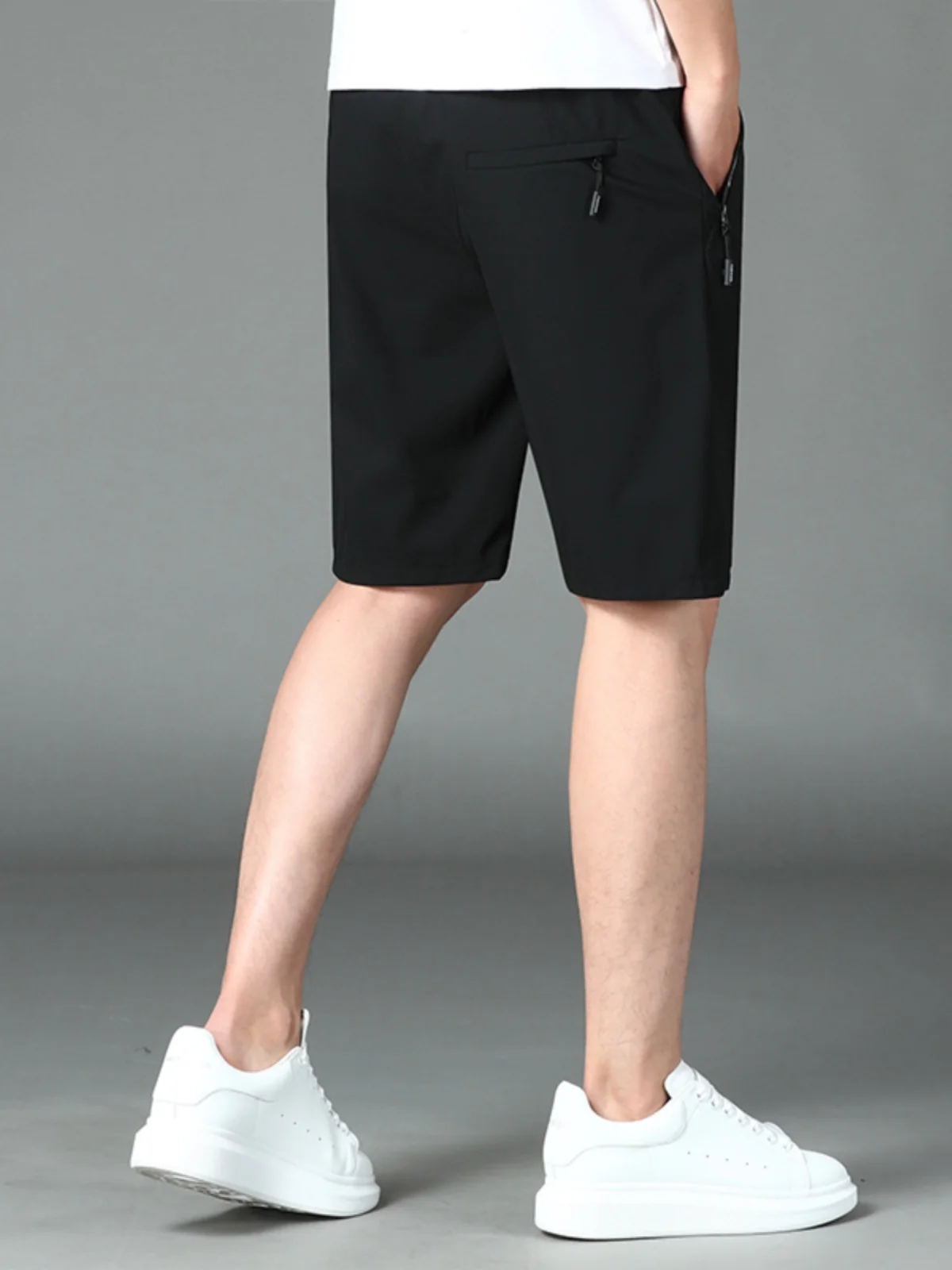 

Ice Silk Five-Quarter orts Men's Summer Thin Loose Casual Qui Dry Sports Beach Mid-Length Pants Low Waist Straight Leg