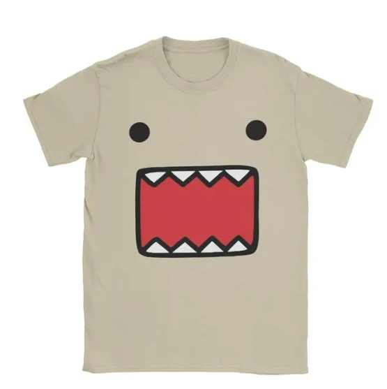 Domo Kun koszulka z twarzą lalki męska bawełniana szalona koszulka z okrągłym dekoltem T-shirt Top odzież dla dorosłych