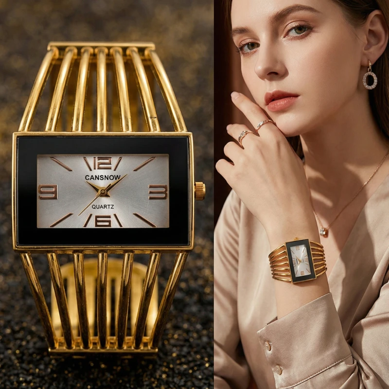 

Women's Bracelet Watch Luxury Small Rectangle Dial Bangle Woman Watches Fashion Dress Ladies Wristwatch Clock Gift Relojes Mujer