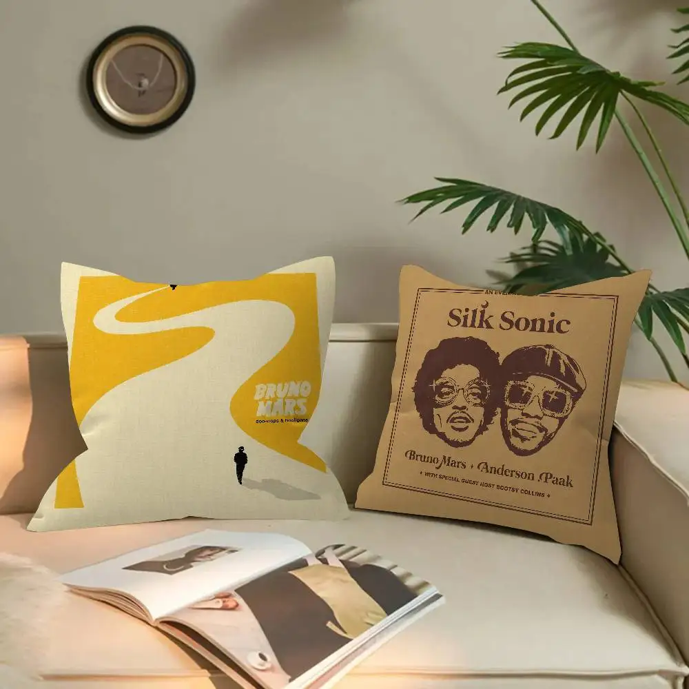Rap Singer Cool Bruno Mars Pillow Covers Cartoon Sofa Decorative Home Double-sided Printing Short Plush Cute Cushion Cover