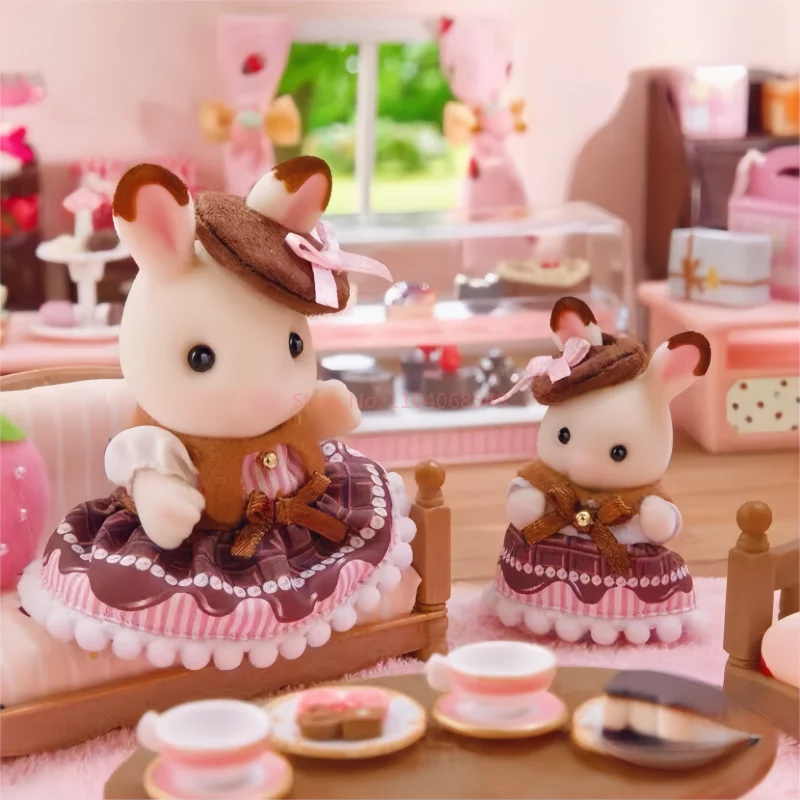 Sylvanian Familien begrenzte Stile Erdbeer bestickte Schokolade Kaninchen Set Zubehör Spielzeug niedlichen Flock puppe Spielzeug Weihnachts geschenke