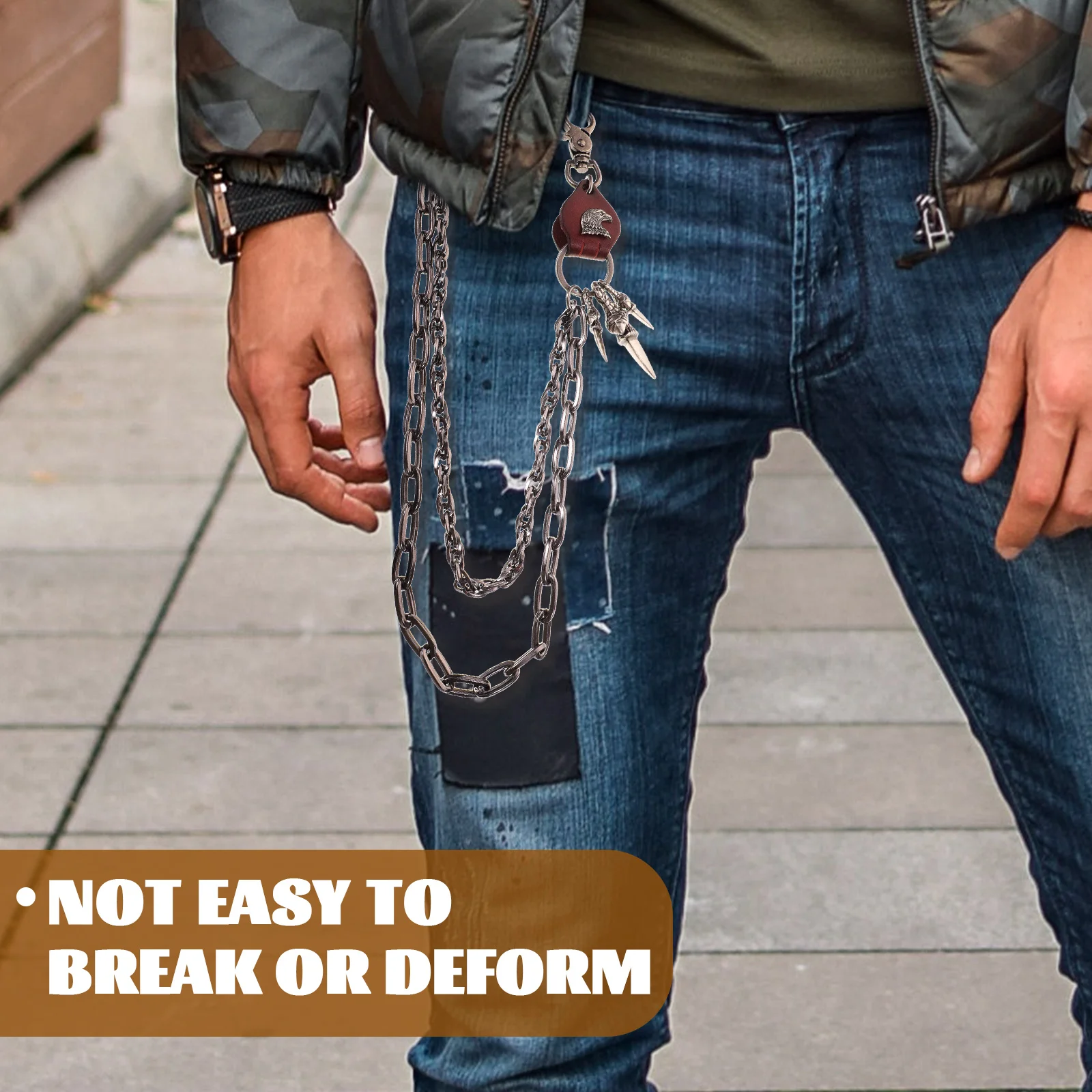 

Metal Pant For Men Punk Style Pants Chains Hip Hop Trousers Jeans Chain Durable Hard Resistant Chain For Pants Rock Music Dancer