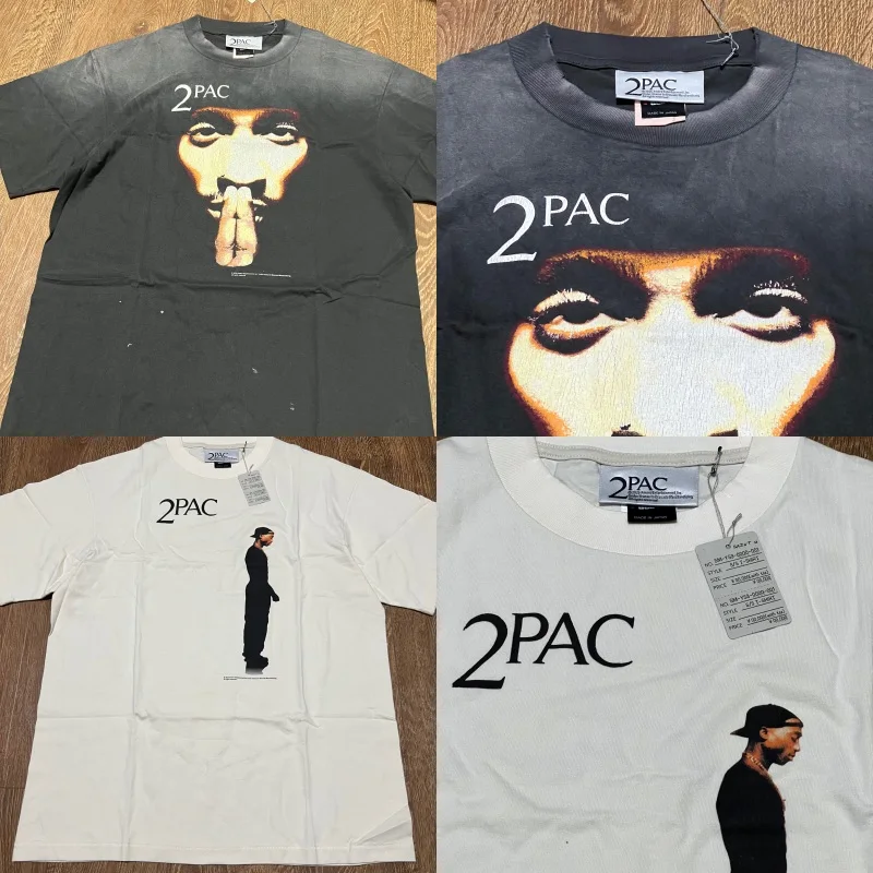 White Vintage SAINT MICHAEL Mens T-shirts 1:1 Best Quality Portrait Print Oversized T Shirt