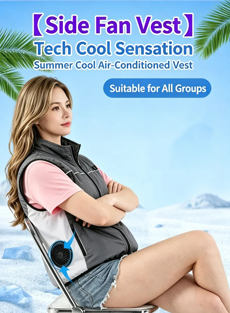 Side Fan Clothing: Perfect for Work and Rest, Essential for Coolness in Summer Outdoors. Multi-functional Intelligent Cooling Ga