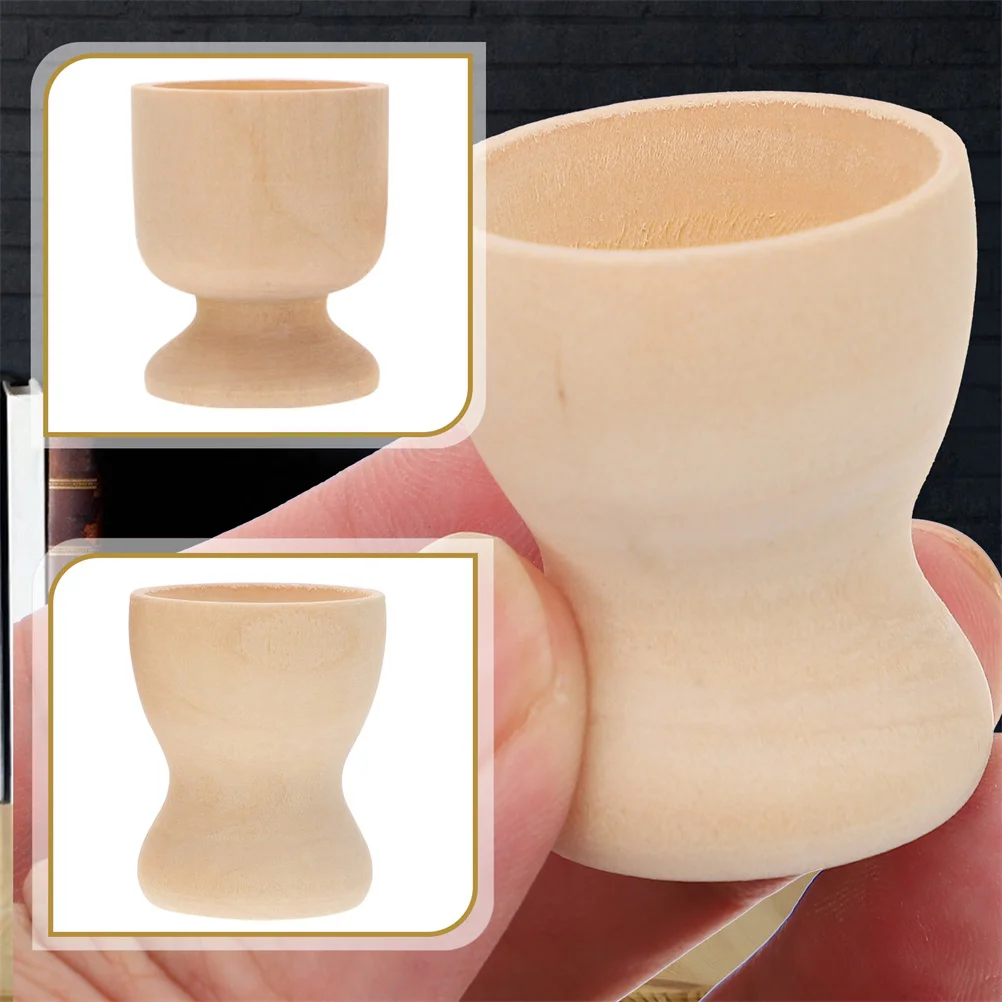 12pcs Wooden Egg Cups Children Diy Holder Graffiti Cup Stand Breakfast Kitchen Dinnerware Set Wood Egg Cup DIY Stand Egg Tray