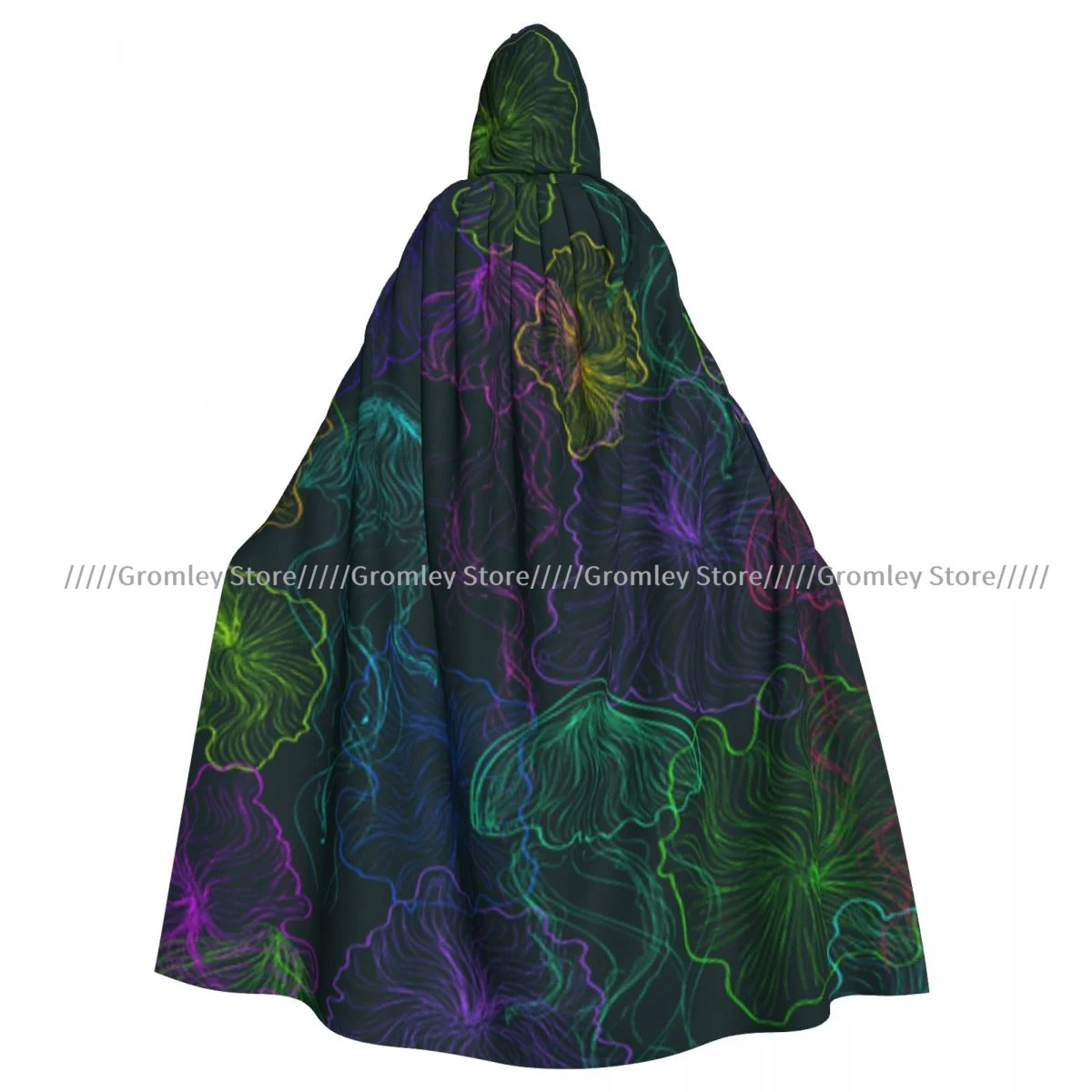 Abstract Jellyfish Witch Cloak Hooded Cosplay Costume Halloween Adult Long Party Cape