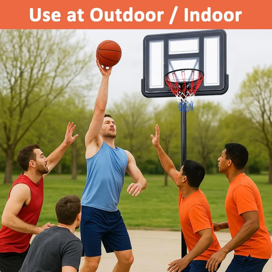 Outdoor Adjustable Portable Basketball Hoop Goal System for Backyard Driveway and Indoor Use with Durable Design and Easy Assem