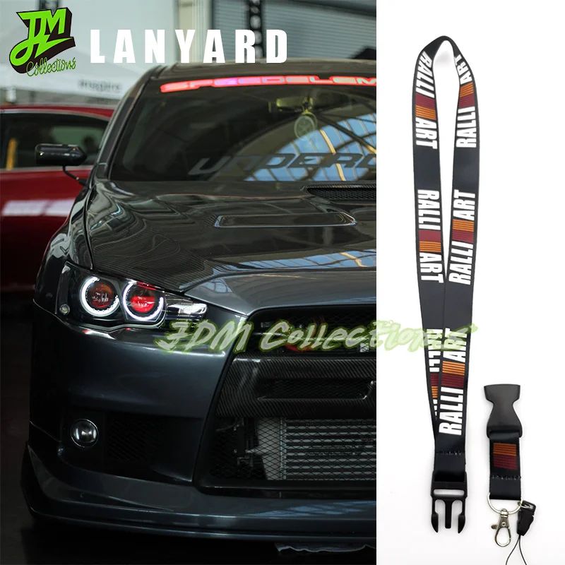 2 Colors Car Lanyard Neck Straps Key CellPhone Work ID Card Hang Rope JDM Style For RALLIART Mitsubishi Car Keychain Accessories