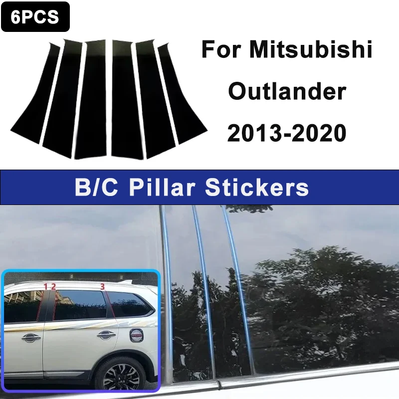 

For Mitsubishi Outlander 2013-2020 Window B C Pillar Post Cover Trim Stickers Door Column Decorative Exterior Accessories
