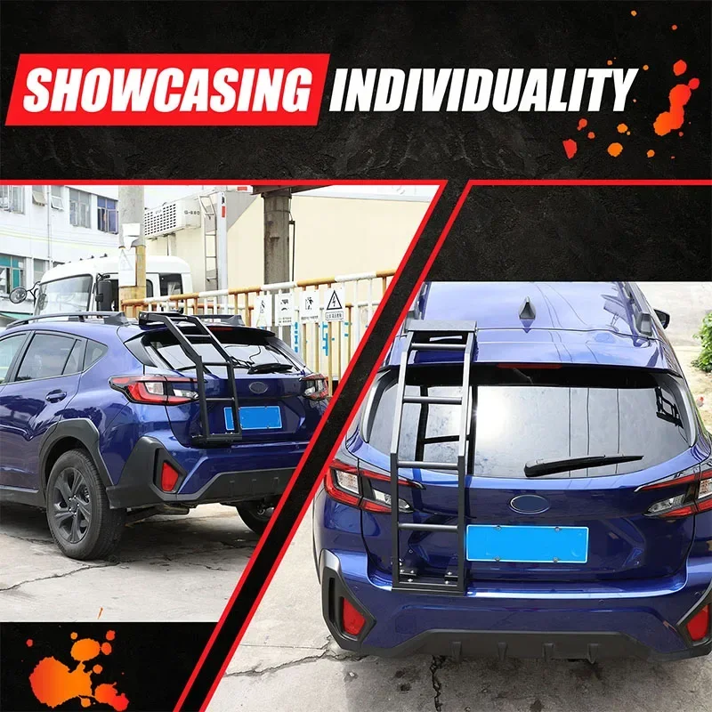 For Subaru Crosstrek 2024-2025 Aluminum Black Car Tailgate Ladder Roof Climb Car Exterior Decoration Accessories