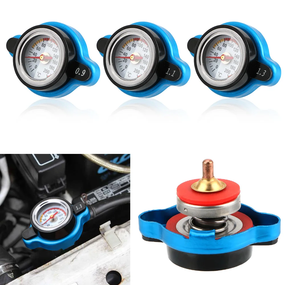 Thermo Radiator Cap Tank Cover Replacement Water Temp Meter Temperature Gauge 0.9/1.1/1.3 Bar Pressure Balance Function