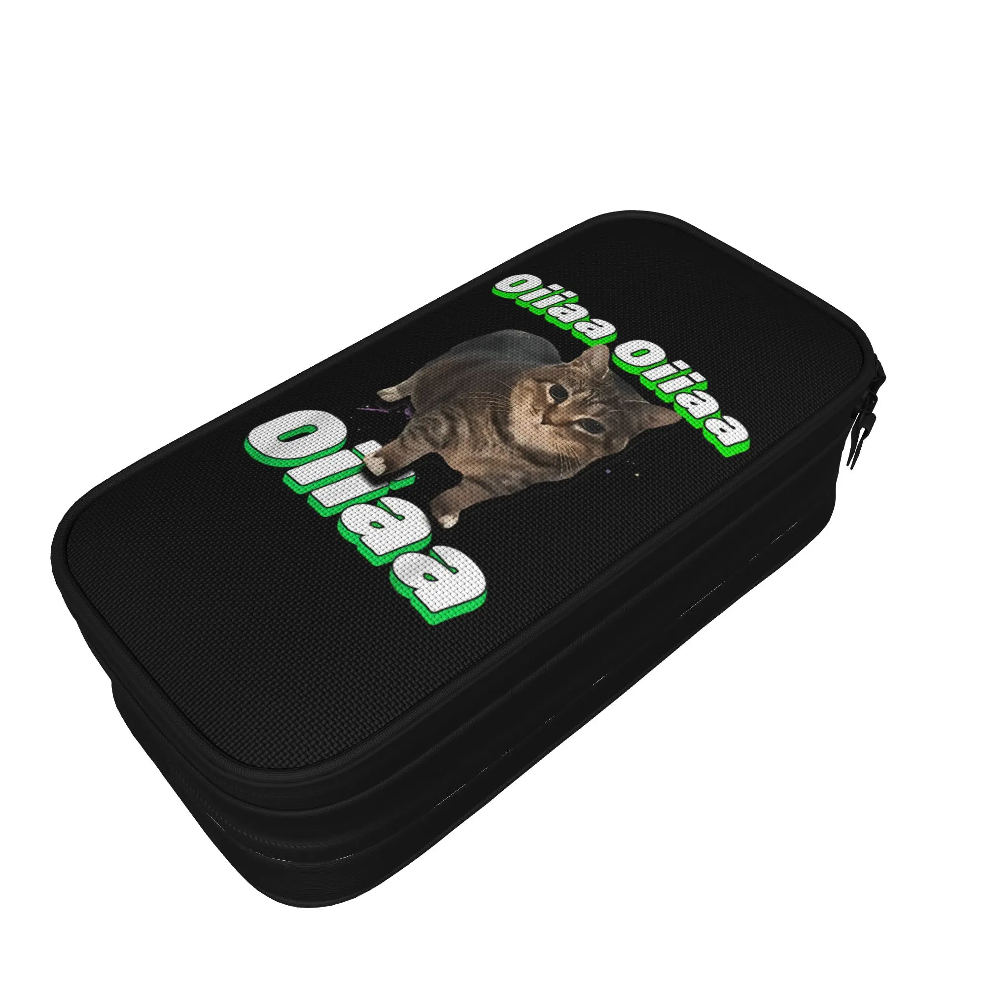 OIIAA OIIAA Funny Spinning Cat Meme Pencil Cases Creative Humor Brainrot Pen Box Bag Big Capacity School Pencilcases Stationery